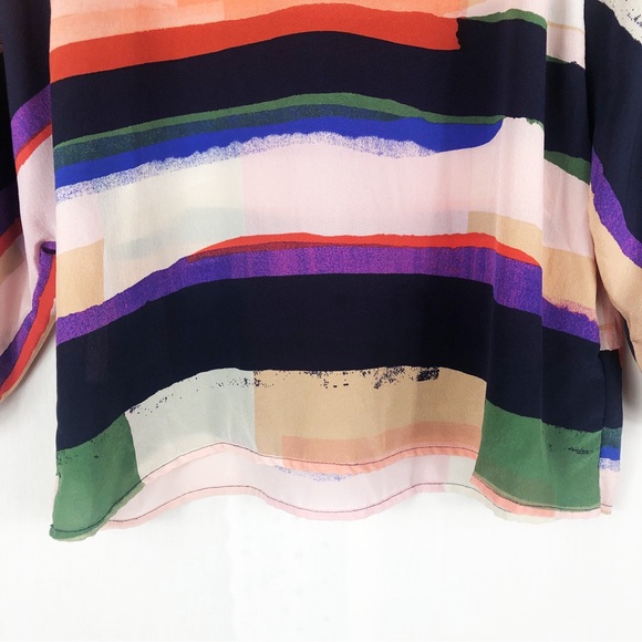 Maeve Anthropologie Balloon Sleeve Silk Crop Top | Multicolor | Size Small - Picture 4 of 7
